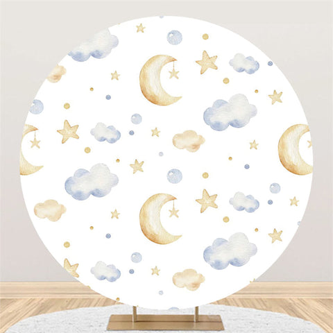 Simple nuit ciel nuage lune étoile rond mignon toile de fond