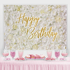 Toile de fond simple et élégante de joyeux anniversaire blanche et florale