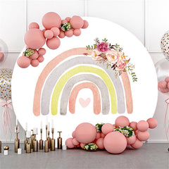 Toile de fond de cercle arc-en-ciel floral blanc simple pour la fête