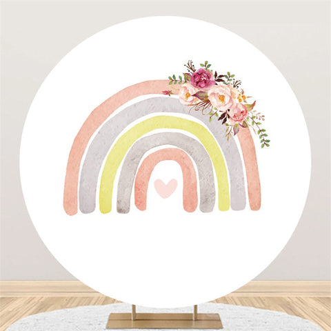 Toile de fond de cercle arc-en-ciel floral blanc simple pour la fête