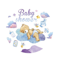 Dormez sur le fond de fête de naissance de cercle d'ours de nuage