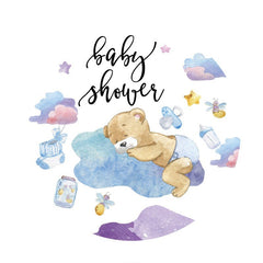 Dormez sur le fond rond de fête de naissance d'ours de nuage