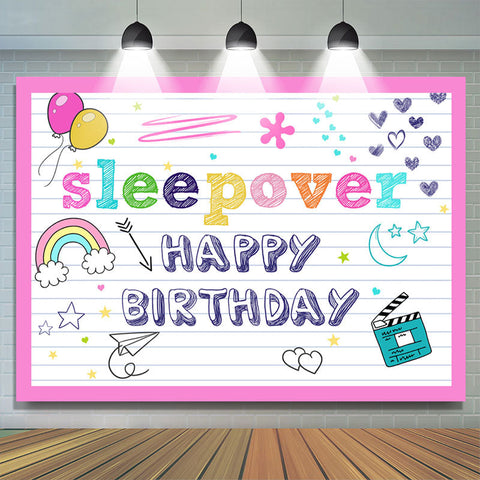 Sleepover Happy Birthday Party Backdrops pour les filles