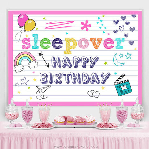 Sleepover Happy Birthday Party Backdrops pour les filles