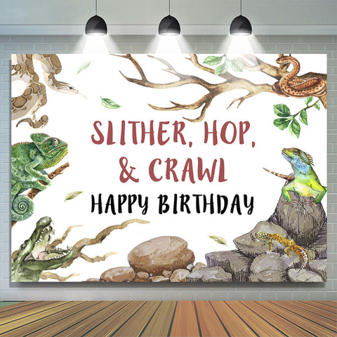 Slither Hop Crawl Animaux Joyeux Anniversaire Toile de Fond