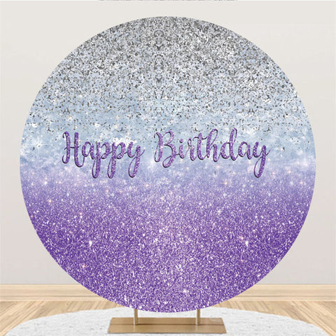 Fond De Joyeux Anniversaire Rond De Paillettes Argent Et Violet