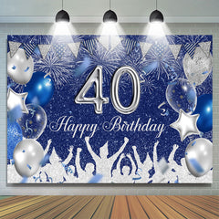Toile de fond joyeux 40e anniversaire paillettes argent et bleu royal