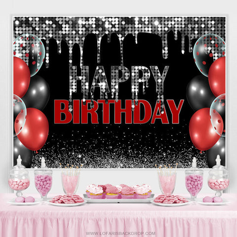 Toile de fond joyeux anniversaire noir paillettes bokeh argent