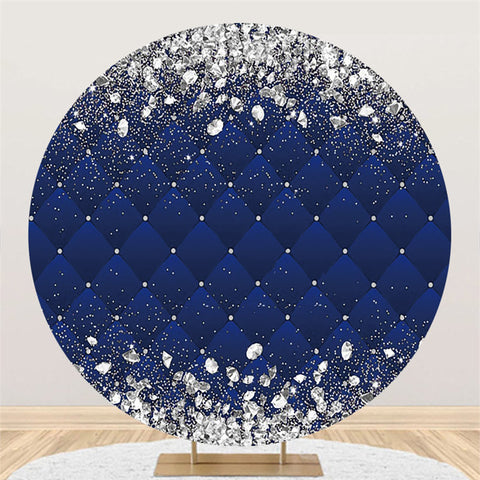 Fond d'anniversaire bleu rond de diamants de paillettes d'argent