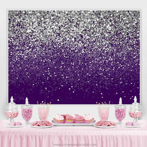 Toile de fond de décoration de fête d'anniversaire violet paillettes argentées