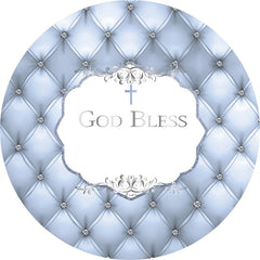 Toile de fond ronde à paillettes argentées pour fête prénatale que Dieu bénisse