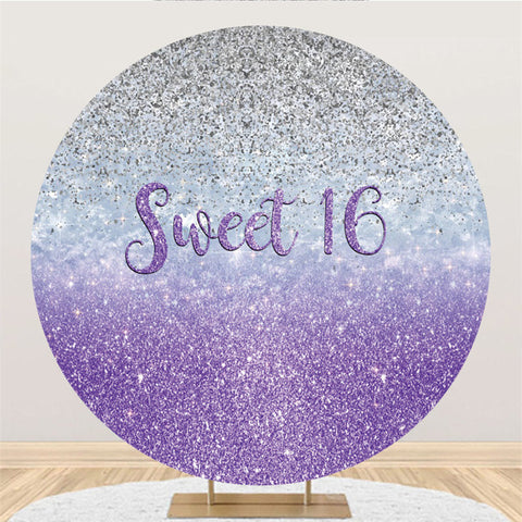 Toile De Fond Ronde Argent Violet Paillettes Doux 16ème Anniversaire