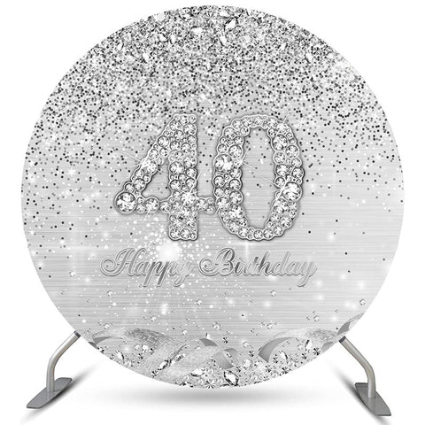 Toile de fond de cercle joyeux 40e anniversaire sur le thème de l'argent