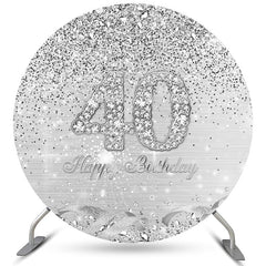 Toile de fond de cercle joyeux 40e anniversaire sur le thème de l'argent