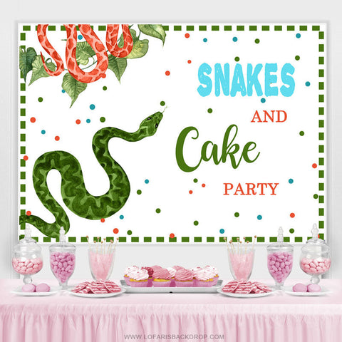 Serpents et toile de fond de fête de gâteau pour la décoration d'anniversaire