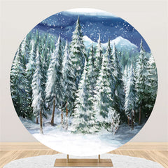 Toile de fond simple ronde d'hiver de la jungle de la forêt enneigée