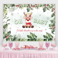 Toile de fond de douche de bébé de Noël de renne d'hiver enneigé