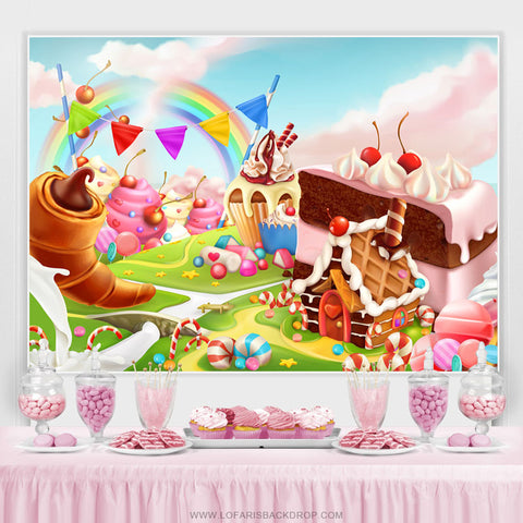 Doux Nuage Ciel Candy Land Monde Anniversaire Toile de Fond