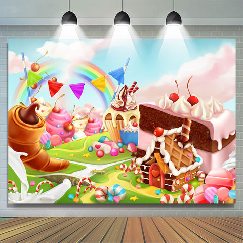 Doux Nuage Ciel Candy Land Monde Anniversaire Toile de Fond