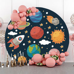 Toile de fond ronde d'anniversaire de la planète du système solaire
