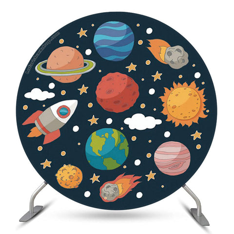 Toile de fond ronde d'anniversaire de la planète du système solaire