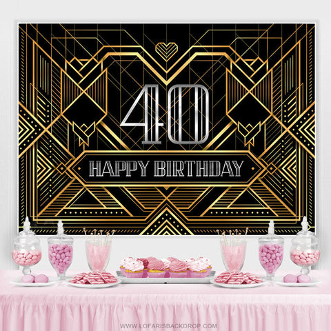 Lignes spéciales Silver Happy 40th Birthday Backdrop