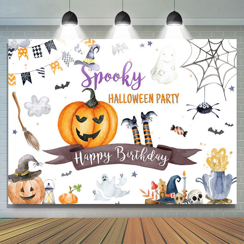 Spooky Halloween Party Joyeux Anniversaire Toile de Fond sur le Thème