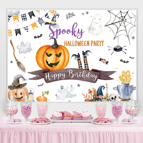 Spooky Halloween Party Joyeux Anniversaire Toile de Fond sur le Thème