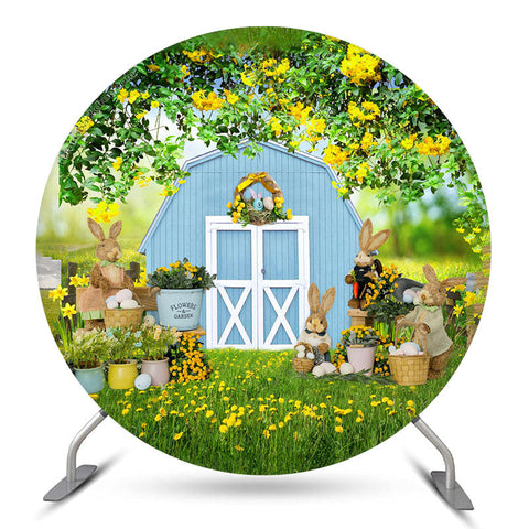 Printemps floral lapin ferme bokeh ronde toile de fond de paques