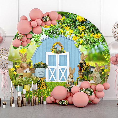 Printemps floral lapin ferme bokeh ronde toile de fond de paques