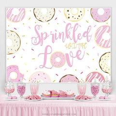 Saupoudré d'amour Toile de fond de fête d'anniversaire Sweet Donut