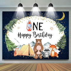 nuit étoilée animaux de la jungle 1er joyeux anniversaire toile de fond