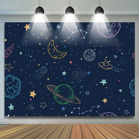 Toile de fond de joyeux anniversaire du monde de l'espace de la nuit étoilée