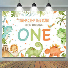 Stomp Chomp Roar Il tourne un anniversaire Toile de fond