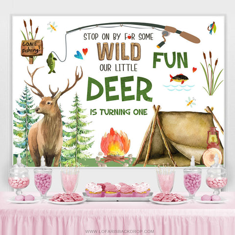 Arrêtez-vous pour certains Wild Little Deer 1st Birthday Backdrop