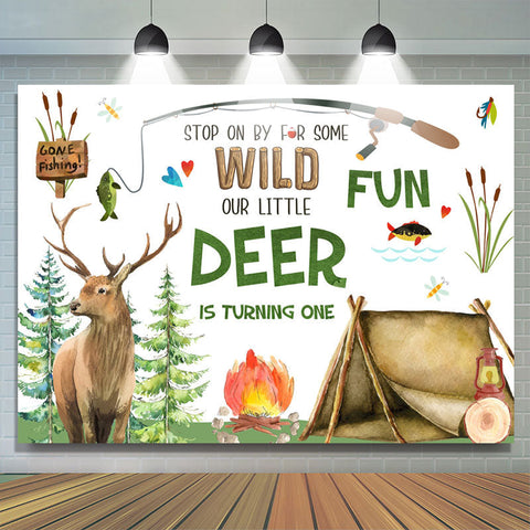 Arrêtez-vous pour certains Wild Little Deer 1st Birthday Backdrop