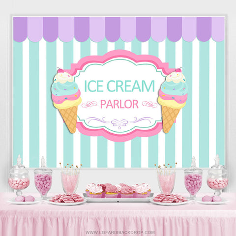 Summer Ice Cream Parlour Candy Land Anniversaire Toile de fond