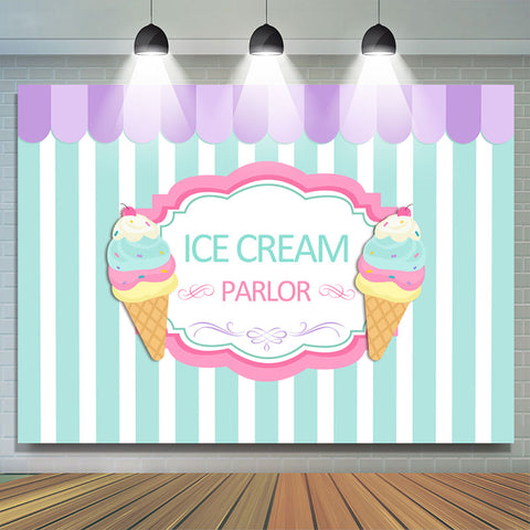 Summer Ice Cream Parlour Candy Land Anniversaire Toile de fond