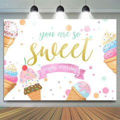 Crème glacée d'été, vous êtes si mignon, toile de fond de joyeux anniversaire