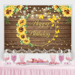 Toile de fond d'anniversaire de filles de motif de bois de tournesol d'été
