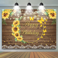 Toile de fond d'anniversaire de filles de motif de bois de tournesol d'été