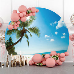 Plage Bleu Soleil Et Cocotier Rond Toile De Fond D'été