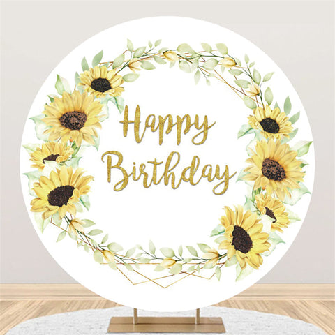 Tournesol et feuilles joyeux anniversaire cercle toile de fond