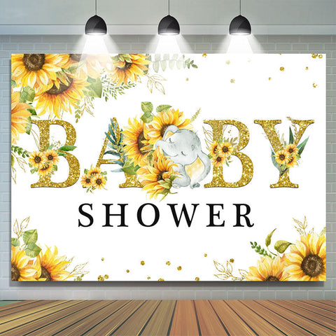 Toile de fond de douche de bébé tournesol et petit bébé éléphant