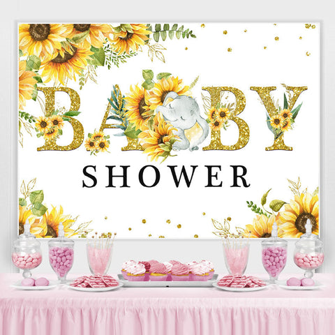 Toile de fond de douche de bébé tournesol et petit bébé éléphant