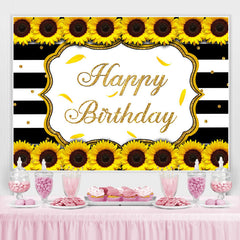 Tournesol Noir Blanc Rayures Joyeux Anniversaire Toile de Fond
