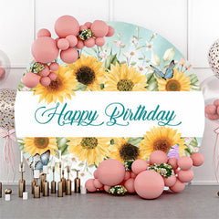 Toile de fond ronde de papillons de tournesol pour l'anniversaire