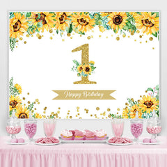 Tournesol Or Paillettes Joyeux 1er Anniversaire Toile de Fond pour Fille