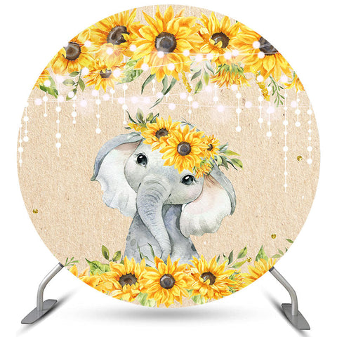 Tournesols avec toile de fond de douche de bébé cercle éléphant