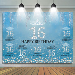 Sweet 16 Fond d'anniversaire bleu scintillant de diamants